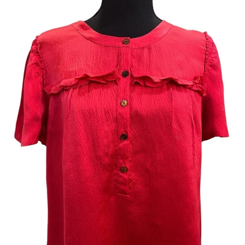 J.Crew Vibrant Red Silk Blouse